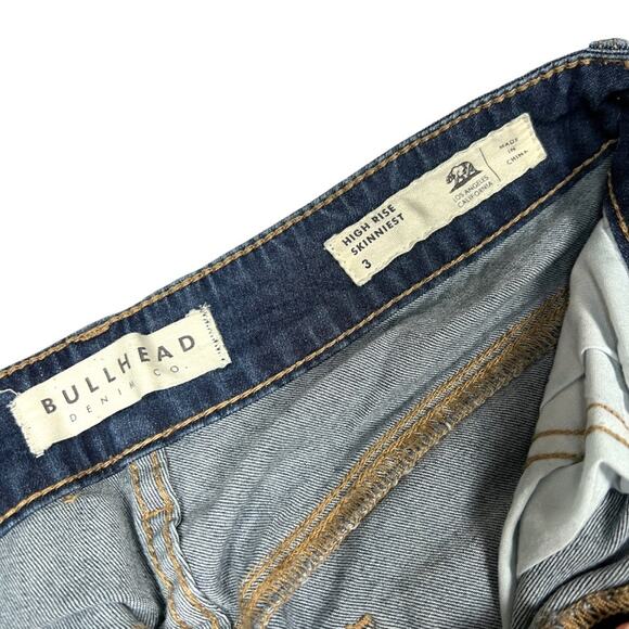 Bullhead Jeans High Rise Skinniest Dark Wash‎ Blue Denim Pants Women's 3 Juniors - Picture 3 of 11